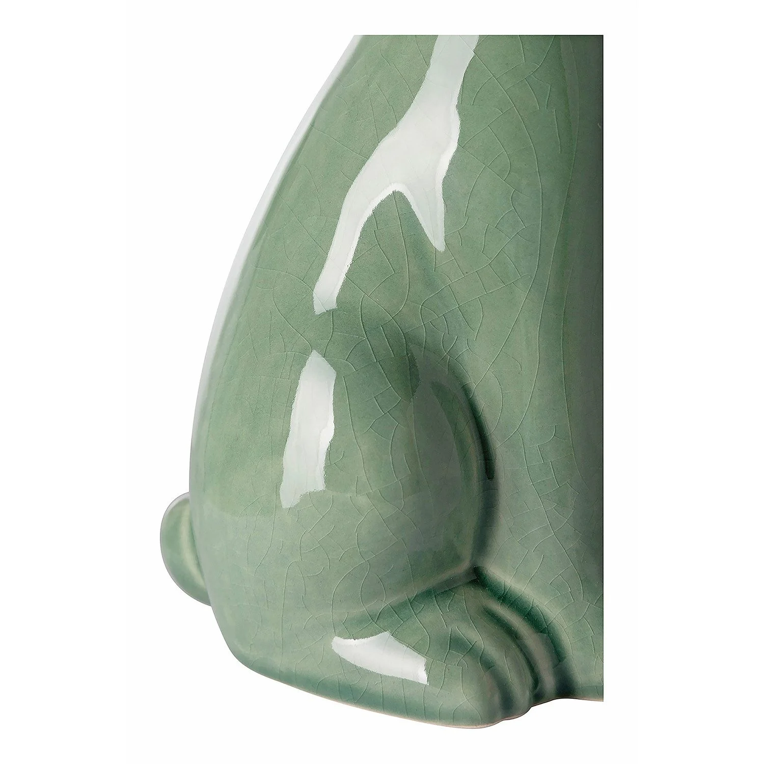 Keramik-Dekofigur „FABIUS“ – Grüner Dekohase mit Krakelee-Oberfläche, 25 cm